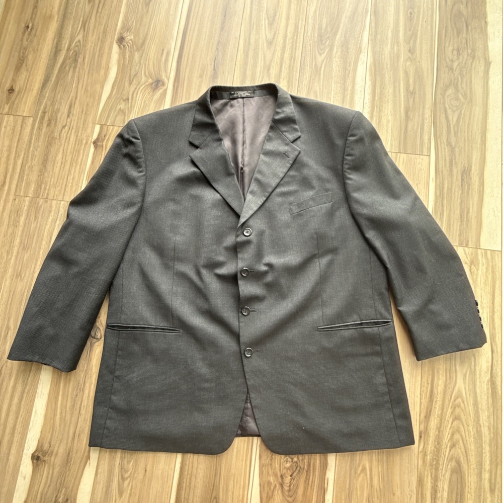 Jones New York Men's Blazer Gray Size 52R Wool Cashmere Blend 4 Button